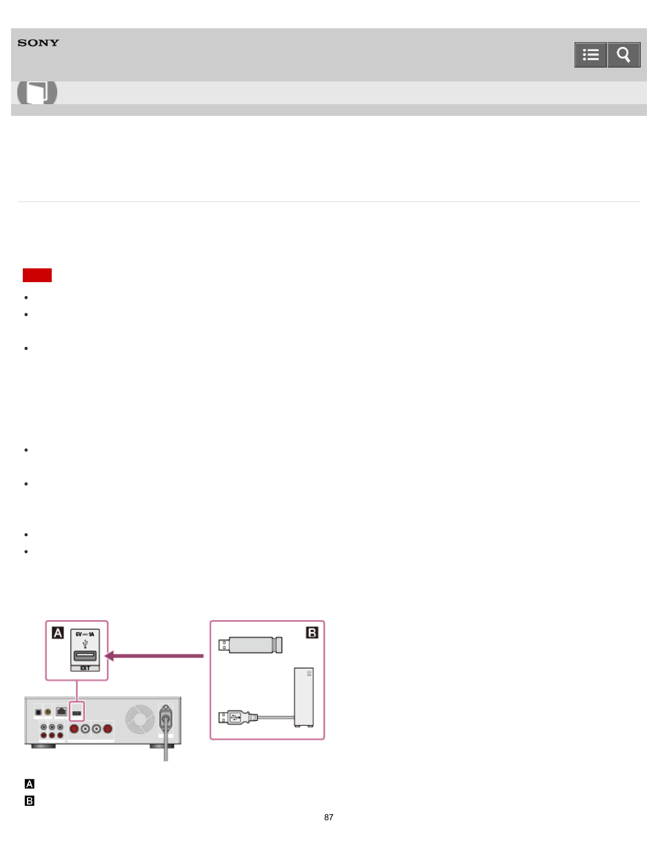 Connecting an external hard disk drive, Help guide | Sony HAP-S1 User Manual | Page 87 / 213