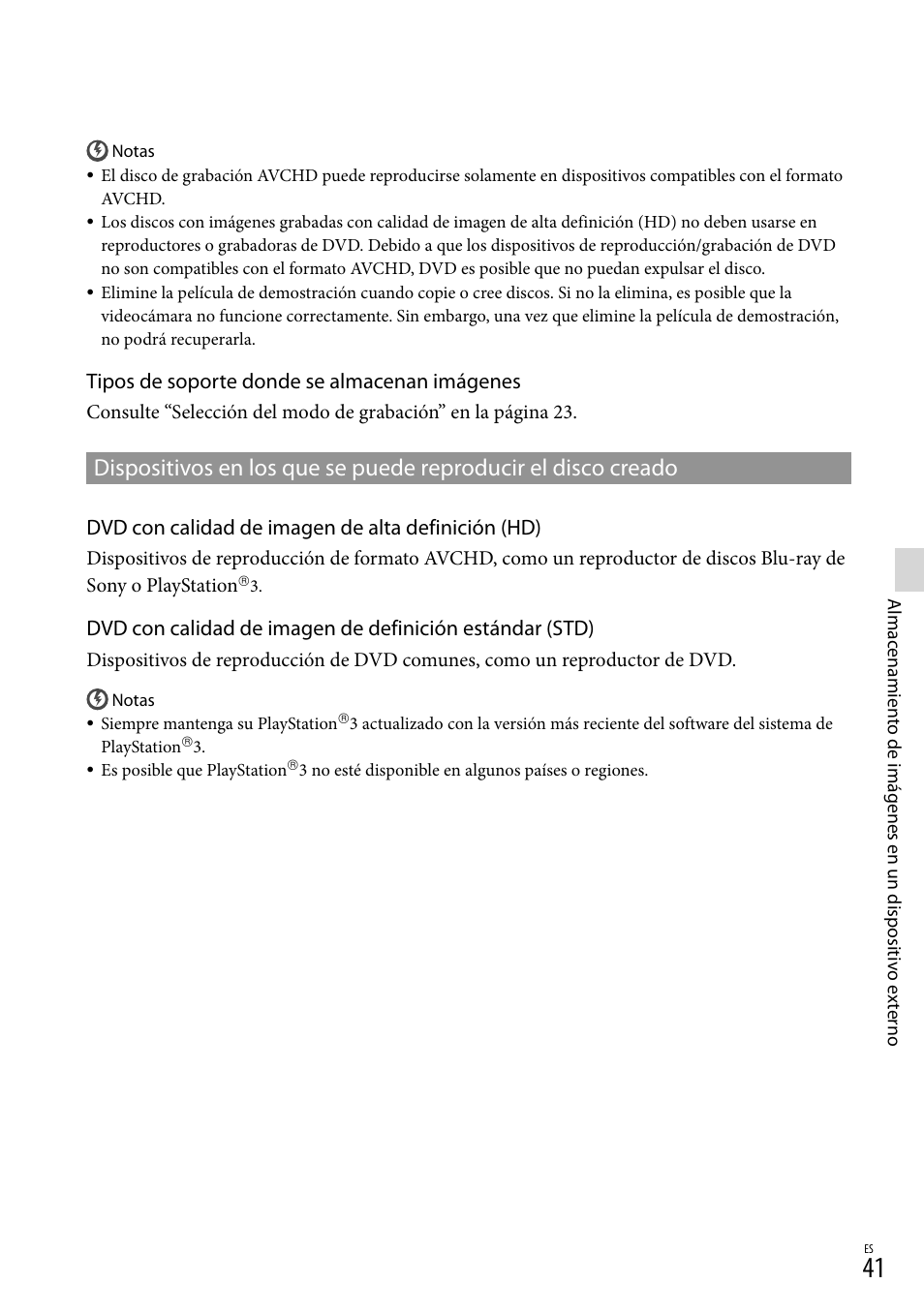 Tipos de soporte donde se almacenan imágenes, Dvd con calidad de imagen de alta definición (hd) | Sony HDR-CX130 User Manual | Page 113 / 143