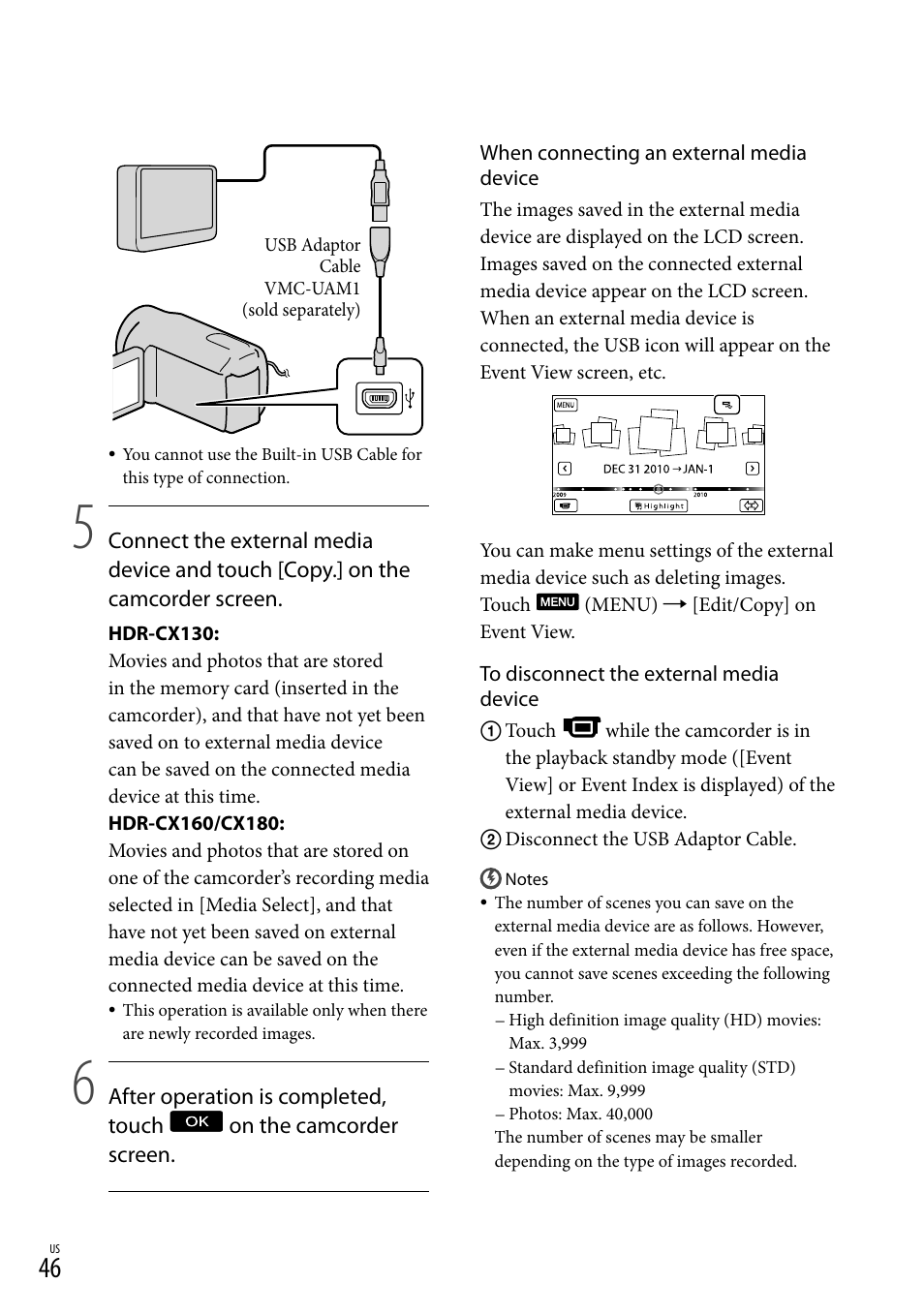 Sony HDR-CX130 User Manual | Page 46 / 143