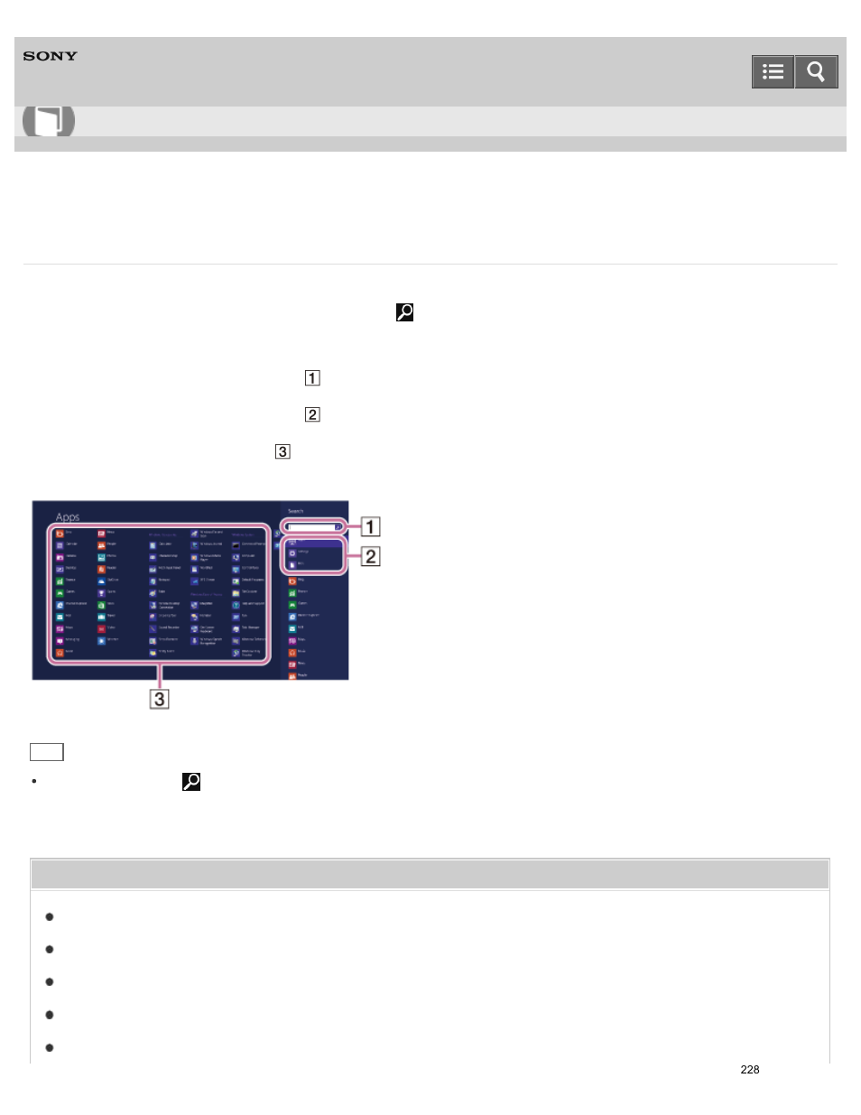 Searching/starting apps, settings, or files, Searching/starting, Apps, settings, or files | User guide | Sony SVF15N17CXS User Manual | Page 248 / 480
