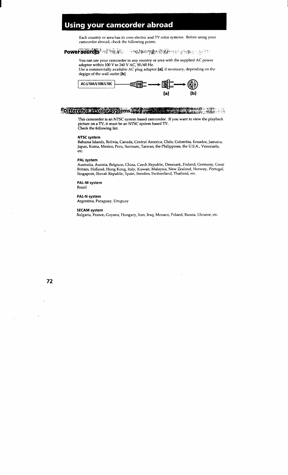 Using your camcorder abroad | Sony CCD-TRV615 User Manual | Page 72 / 89