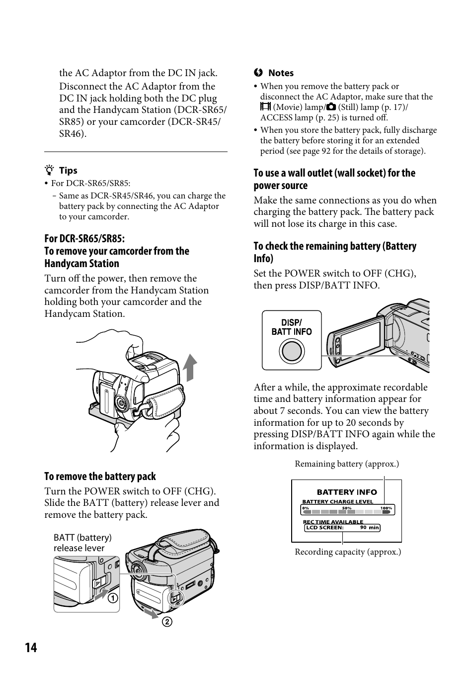 Sony DCR-SR46BDL User Manual | Page 14 / 108