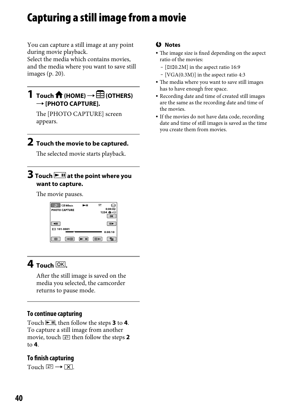 Capturing a still image from a movie | Sony DCR-SR46BDL User Manual | Page 40 / 108