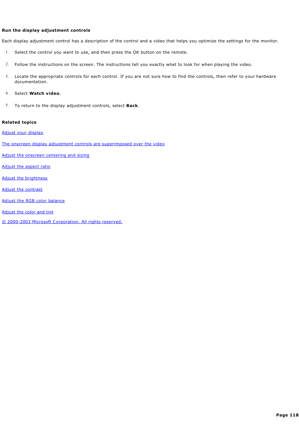 Run the display adjustment controls | Sony PCV-RZ45G User Manual | Page 118 / 459