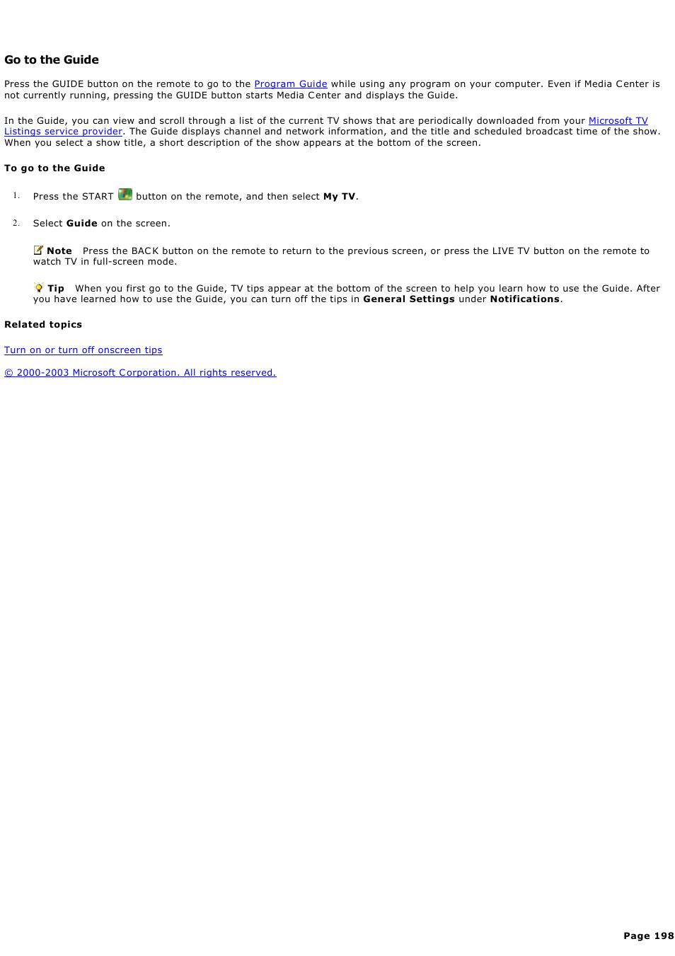 Go to the guide | Sony PCV-RZ45G User Manual | Page 198 / 459