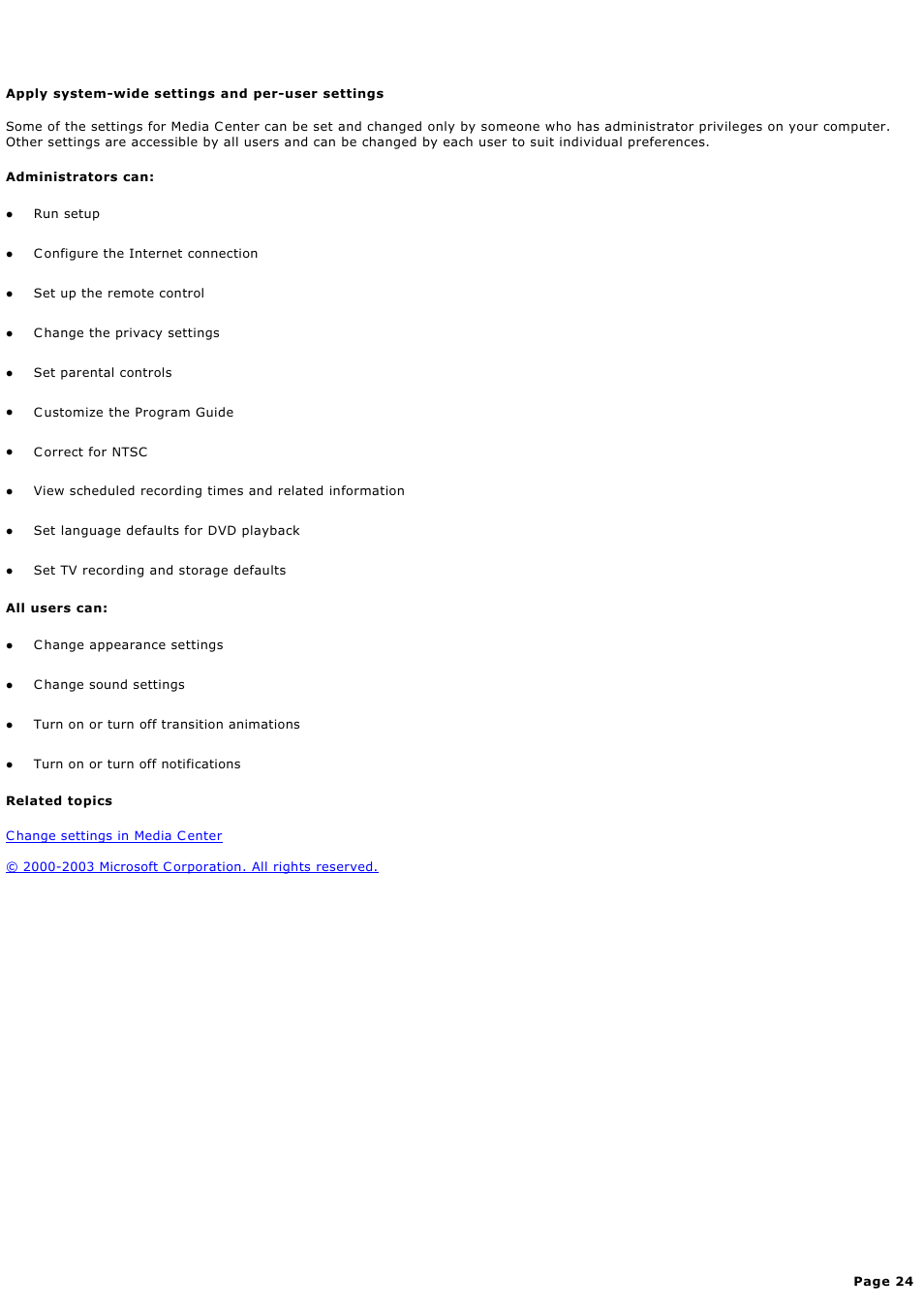 Apply system-wide settings and per-user settings | Sony PCV-RZ45G User Manual | Page 24 / 459