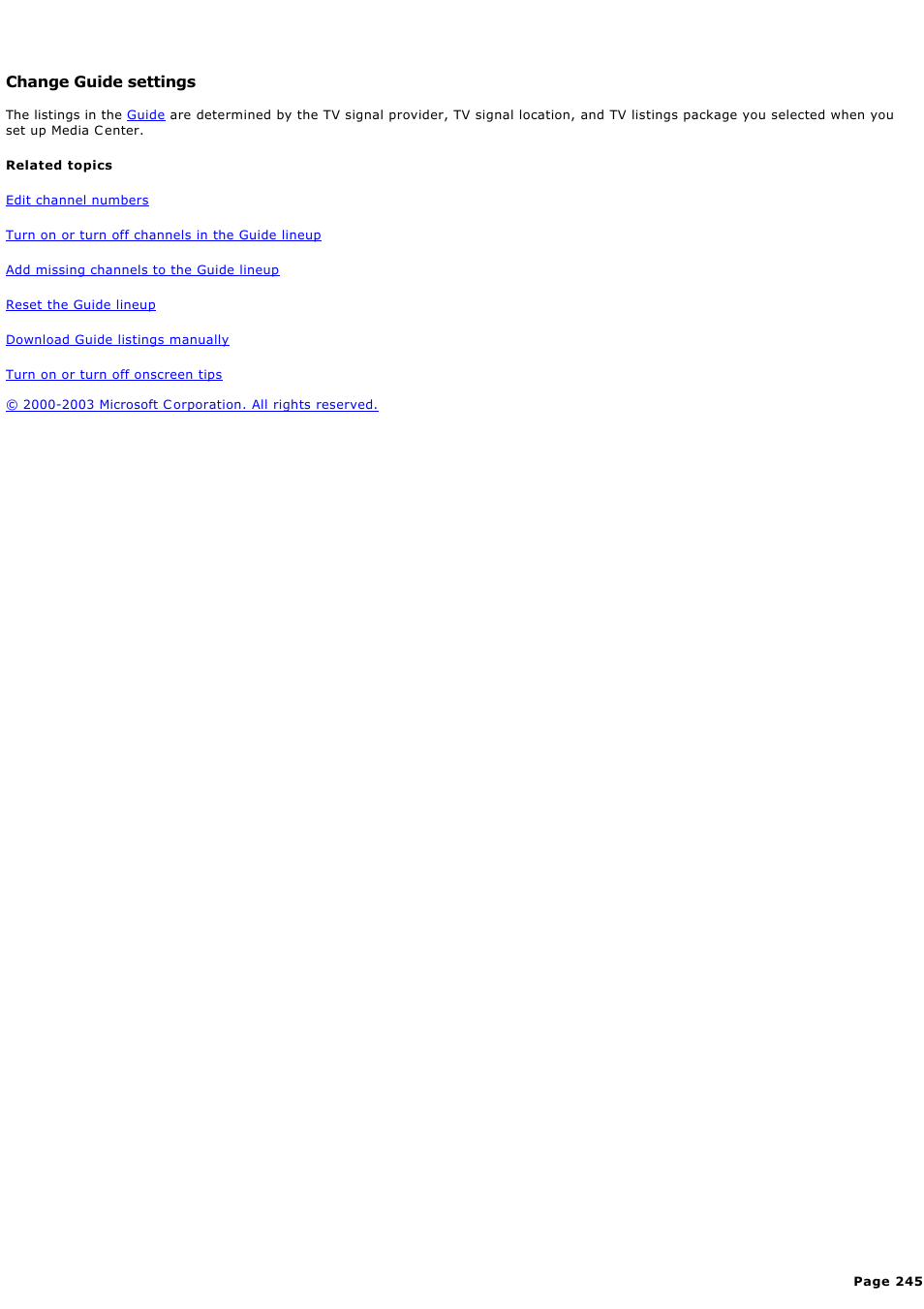 Change guide settings, C hange guide settings | Sony PCV-RZ45G User Manual | Page 245 / 459