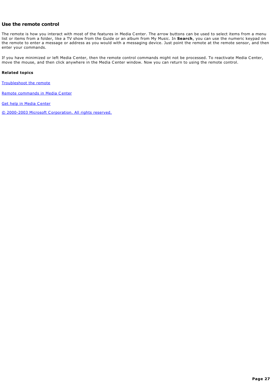 Use the remote control | Sony PCV-RZ45G User Manual | Page 27 / 459