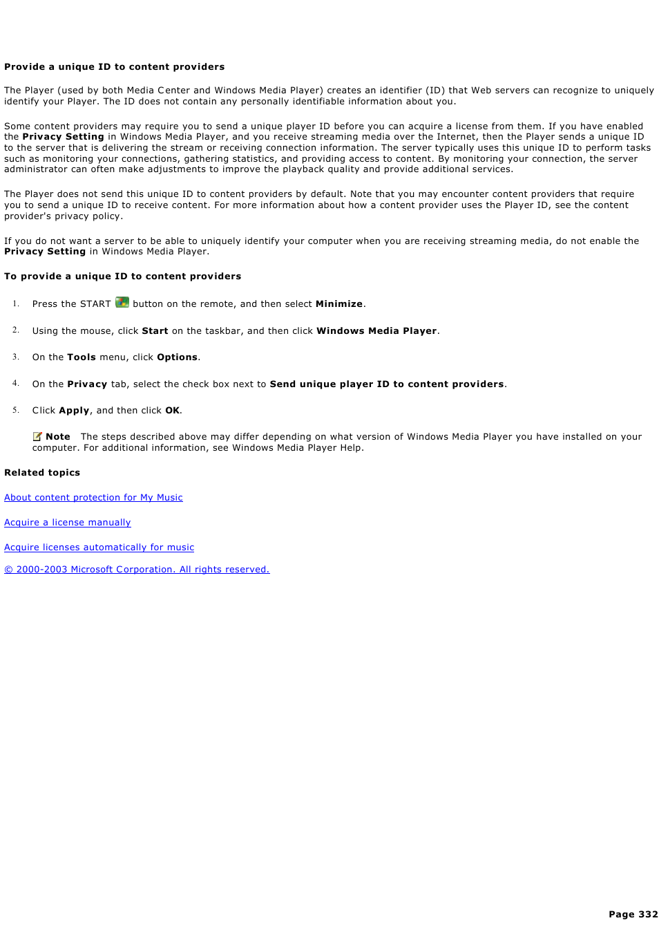 Provide a unique id to content providers | Sony PCV-RZ45G User Manual | Page 332 / 459