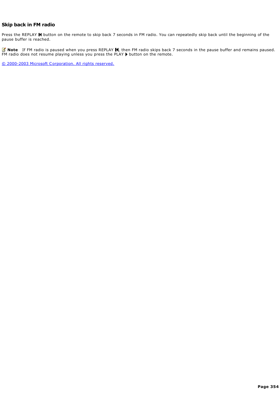 Skip back in fm radio | Sony PCV-RZ45G User Manual | Page 354 / 459