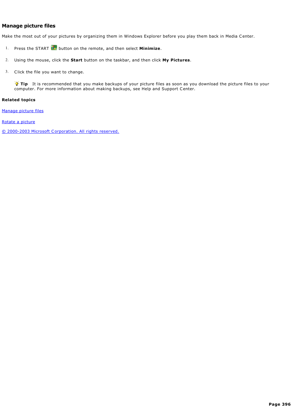 Manage picture files | Sony PCV-RZ45G User Manual | Page 396 / 459