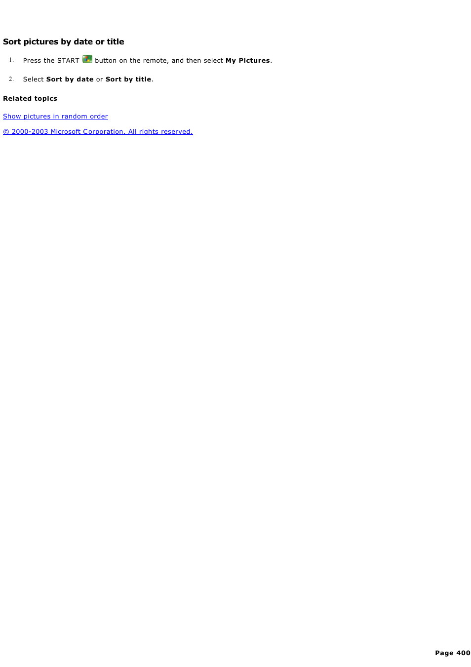 Sort pictures by date or title | Sony PCV-RZ45G User Manual | Page 400 / 459