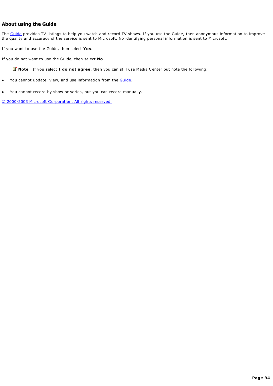 About using the guide | Sony PCV-RZ45G User Manual | Page 94 / 459