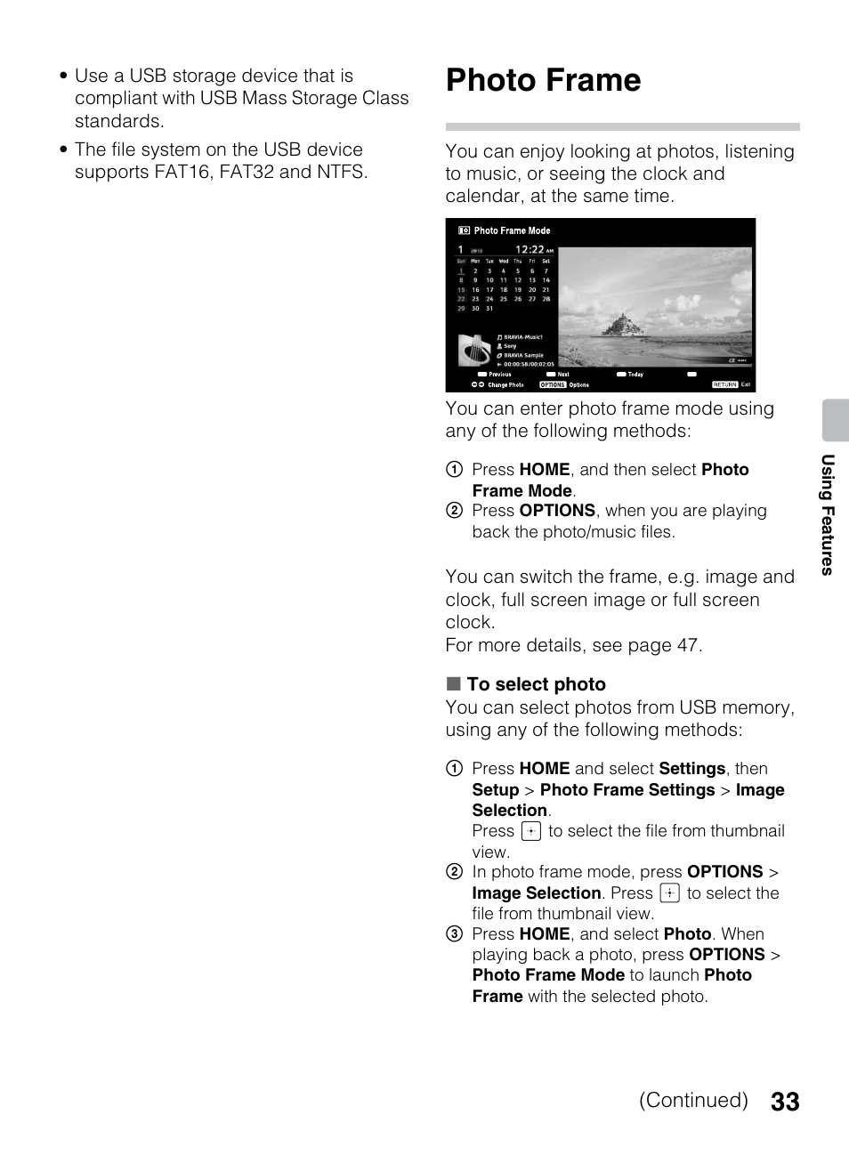 Photo frame | Sony KDL-40R450A User Manual | Page 33 / 68