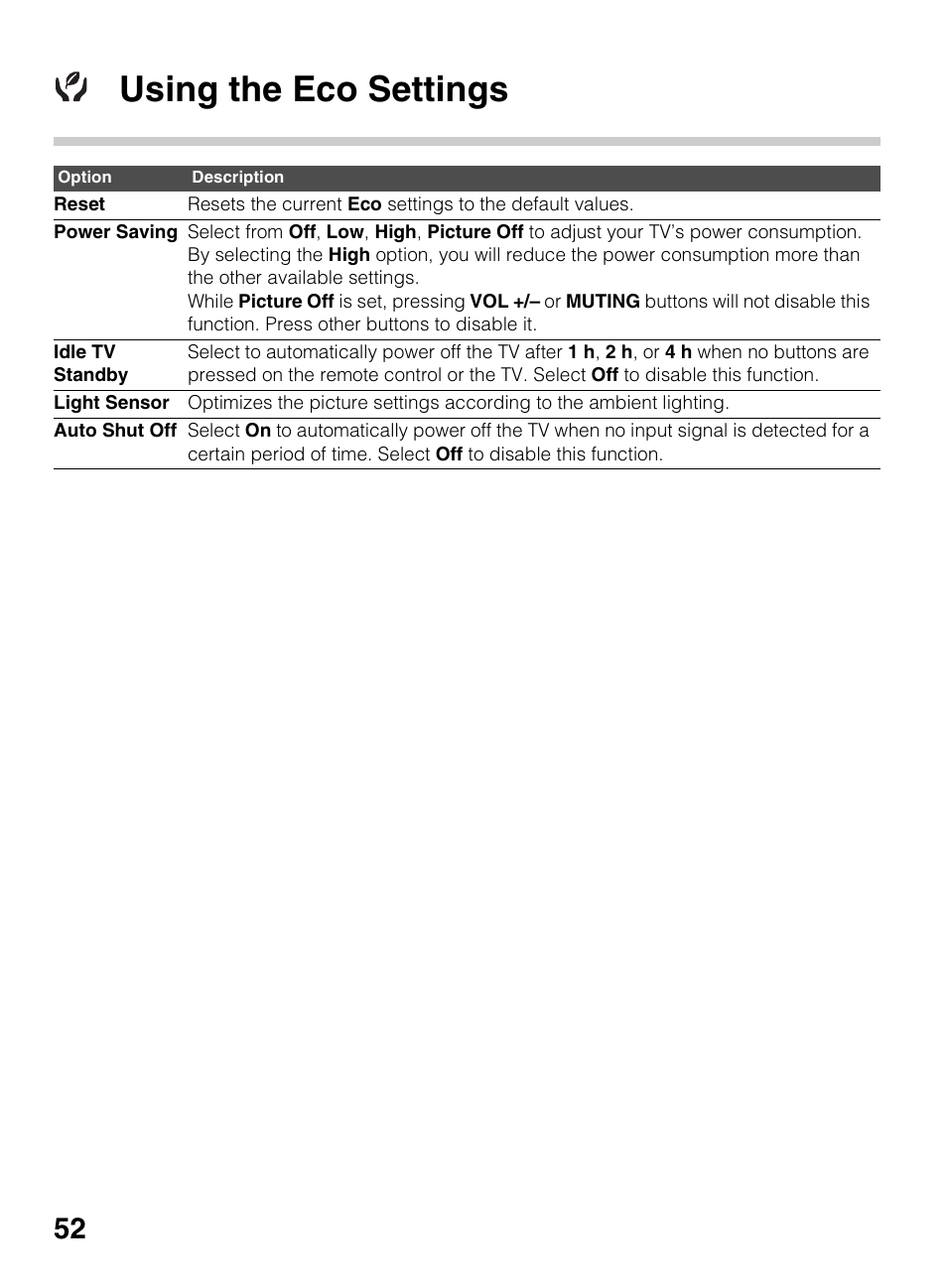 Using the eco settings | Sony KDL-40R450A User Manual | Page 52 / 68