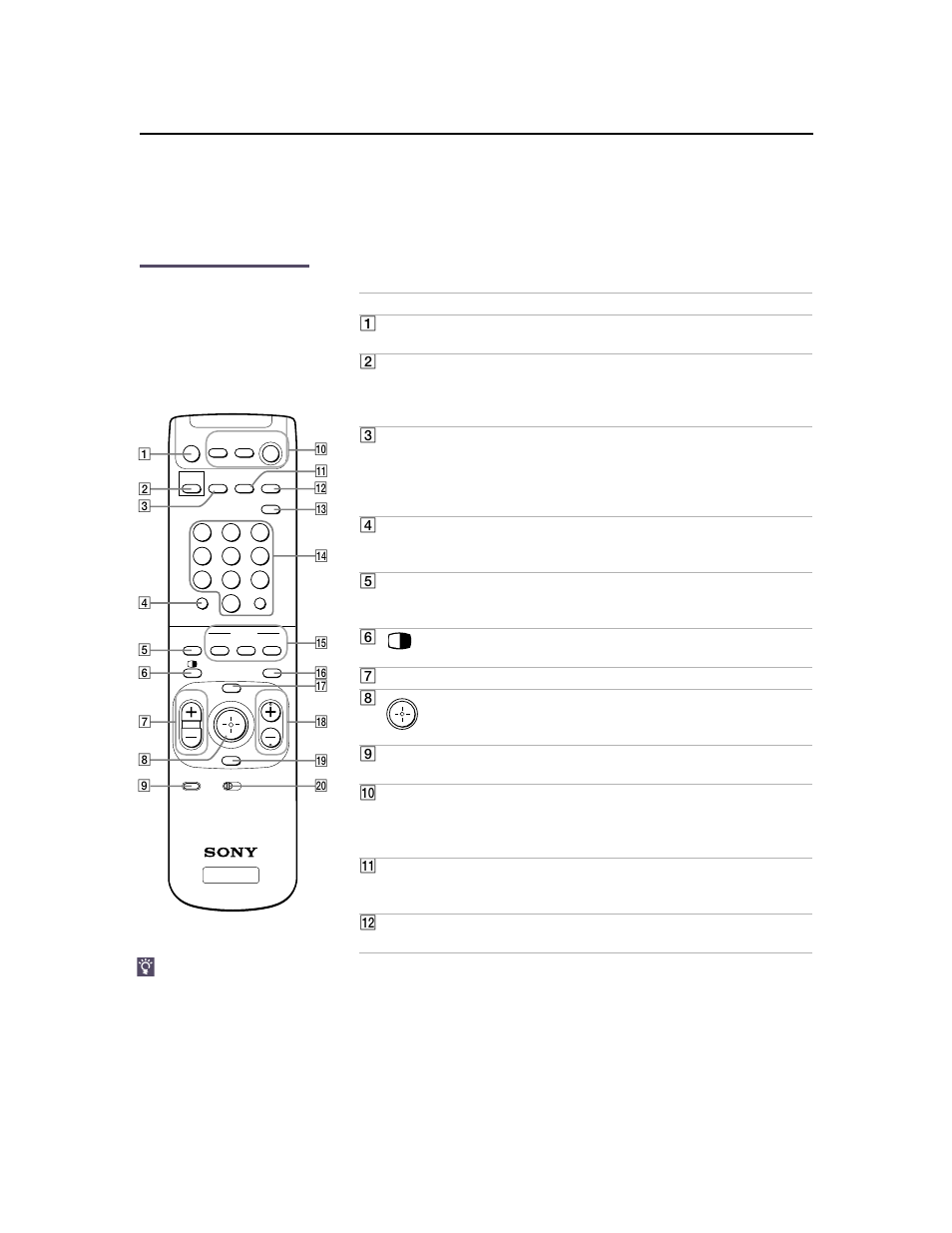 Button descriptions | Sony KV-32HS20 User Manual | Page 12 / 72