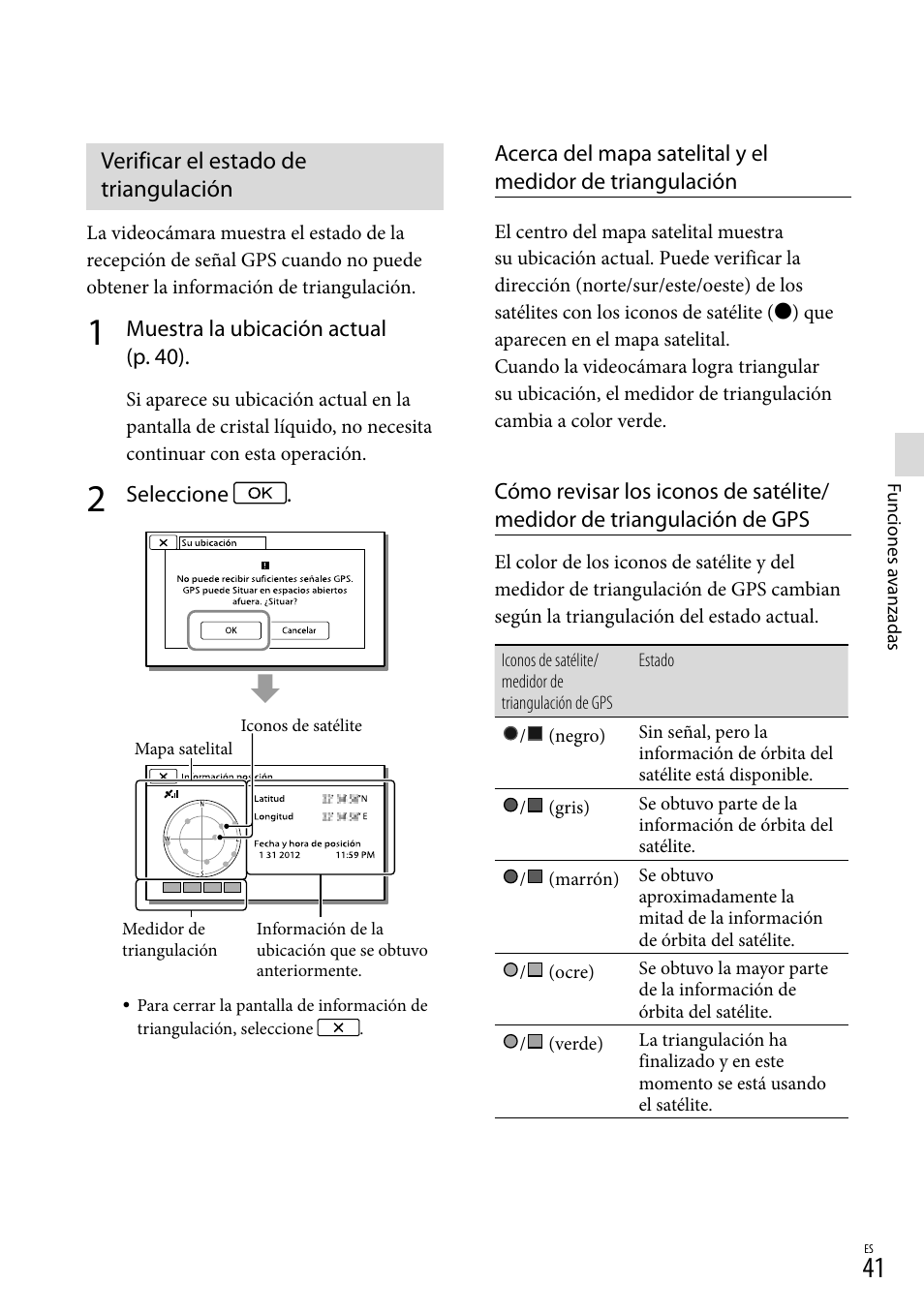 Verificar el estado de triangulación | Sony HDR-PJ710V User Manual | Page 135 / 191