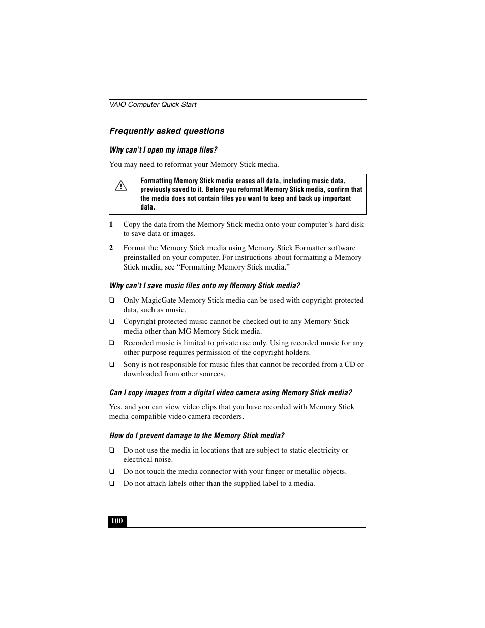 Frequently asked questions | Sony PCG-GRS100 User Manual | Page 100 / 208