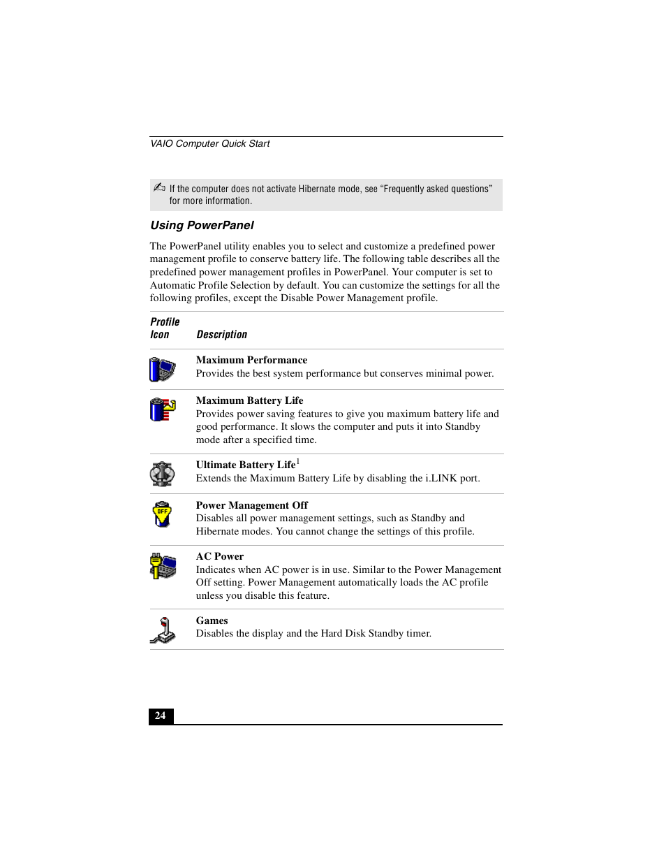 Using powerpanel | Sony PCG-GRS100 User Manual | Page 24 / 208