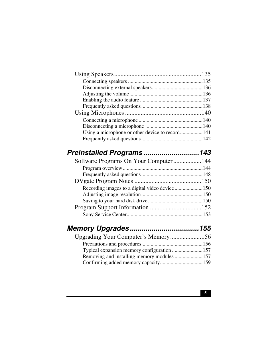 Preinstalled programs | Sony PCG-GRS100 User Manual | Page 5 / 208