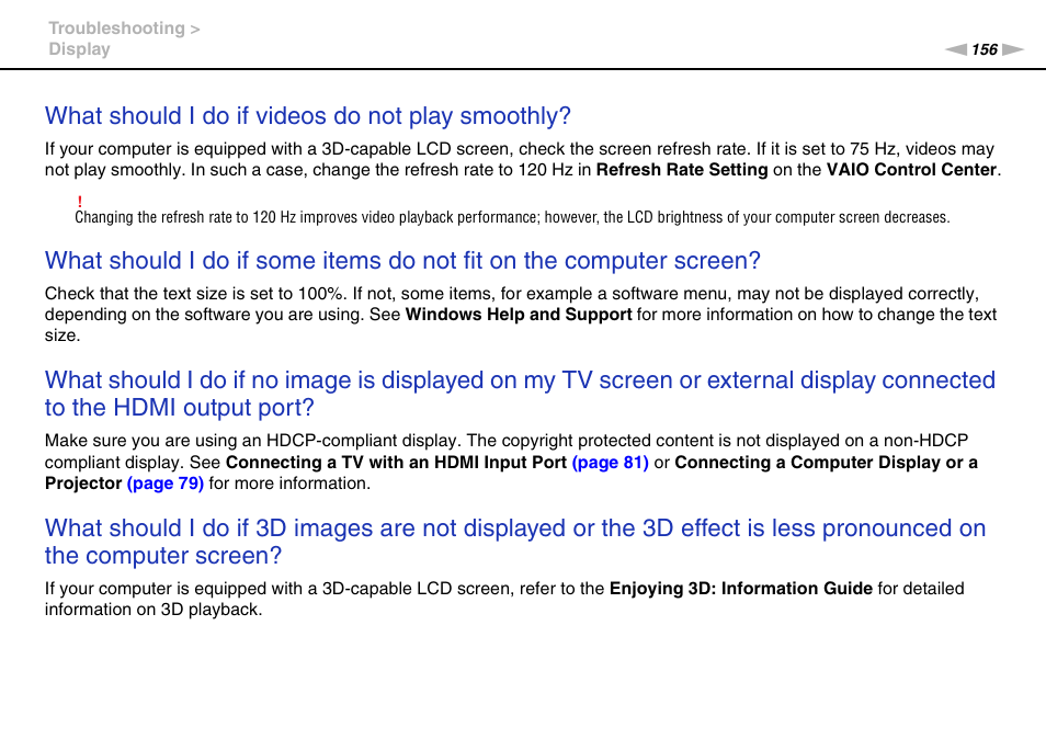 What should i do if videos do not play smoothly | Sony VPCF237FX User Manual | Page 156 / 176