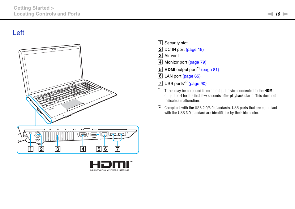 Left | Sony VPCF237FX User Manual | Page 16 / 176