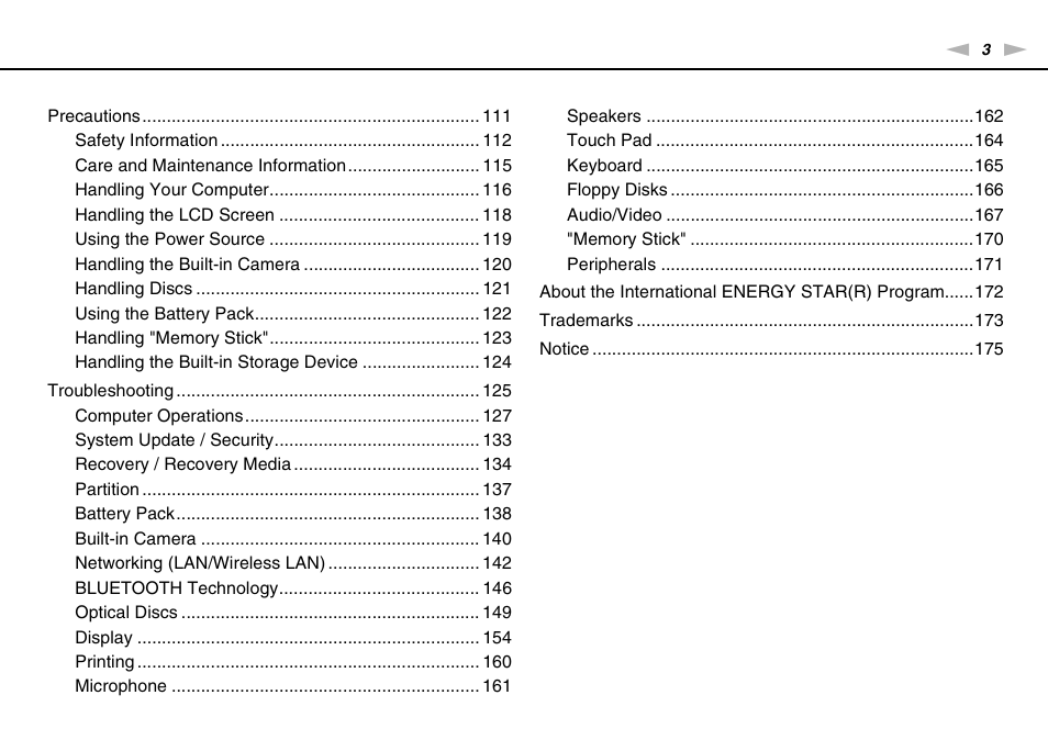 Sony VPCF237FX User Manual | Page 3 / 176