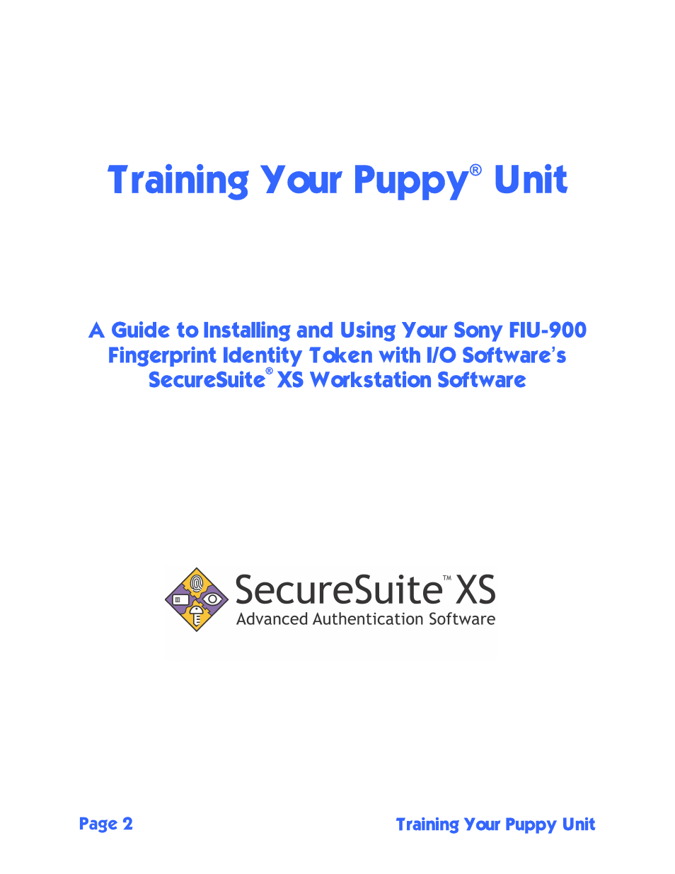 Training your puppy, Unit | Sony FIU-900 User Manual | Page 2 / 25