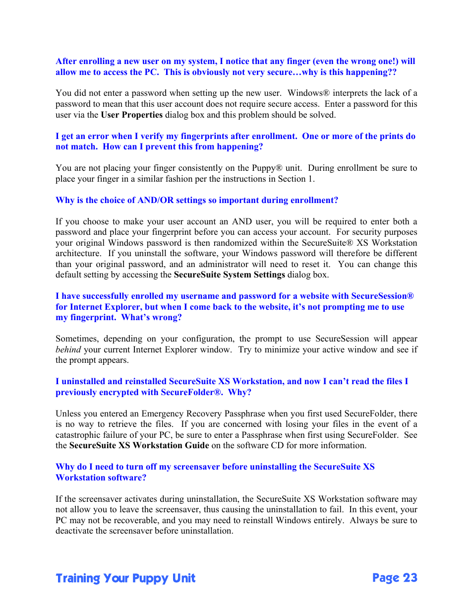 Training your puppy unit page 23 | Sony FIU-900 User Manual | Page 23 / 25