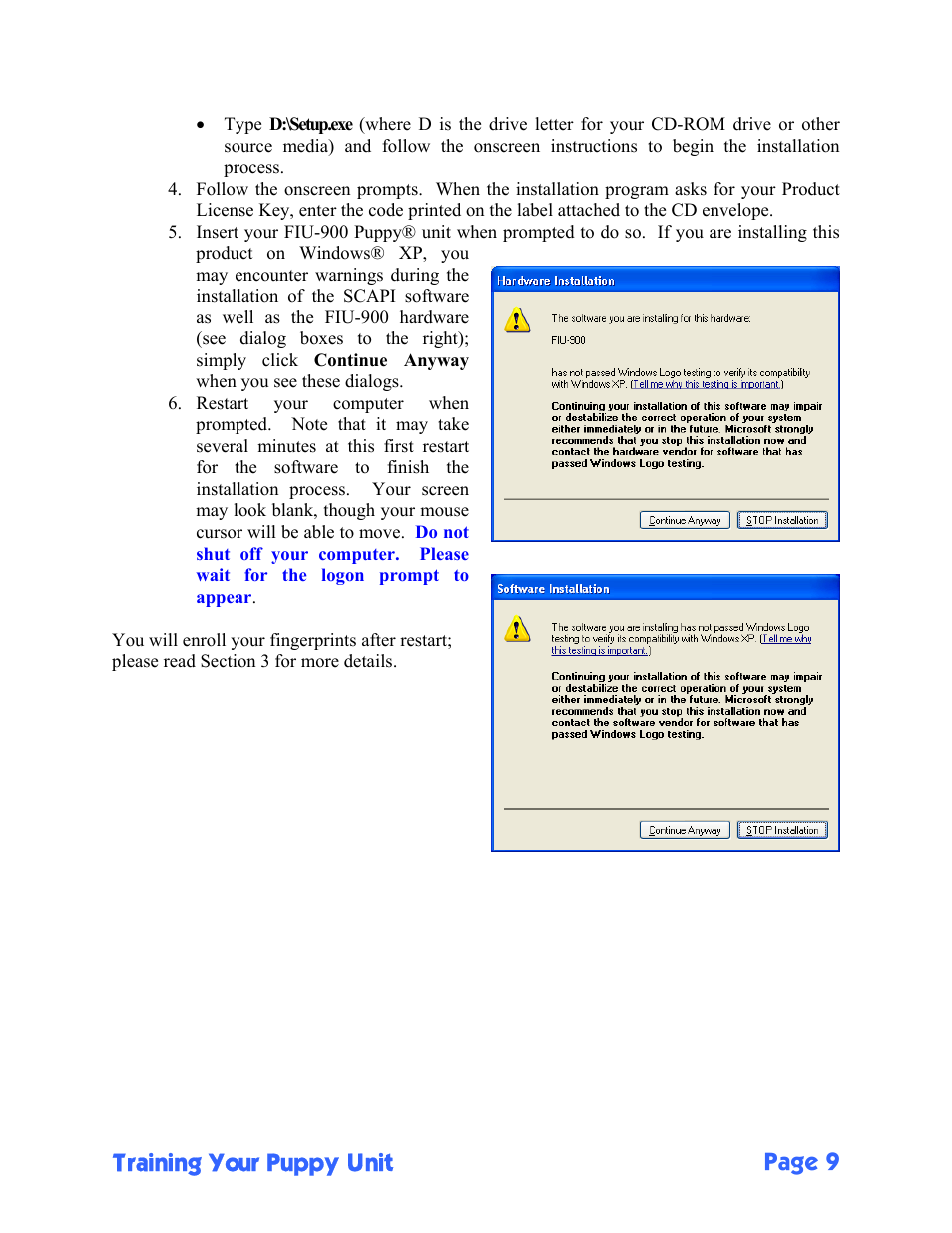 Training your puppy unit page 9 | Sony FIU-900 User Manual | Page 9 / 25