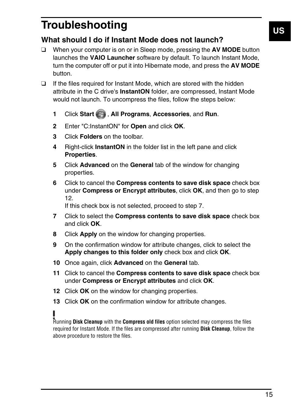 Troubleshooting, What should i do if instant mode does not launch | Sony VGN-FZ250E User Manual | Page 17 / 68