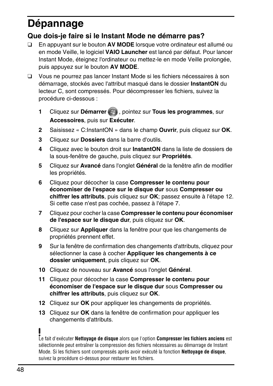 Dépannage | Sony VGN-FZ250E User Manual | Page 50 / 68