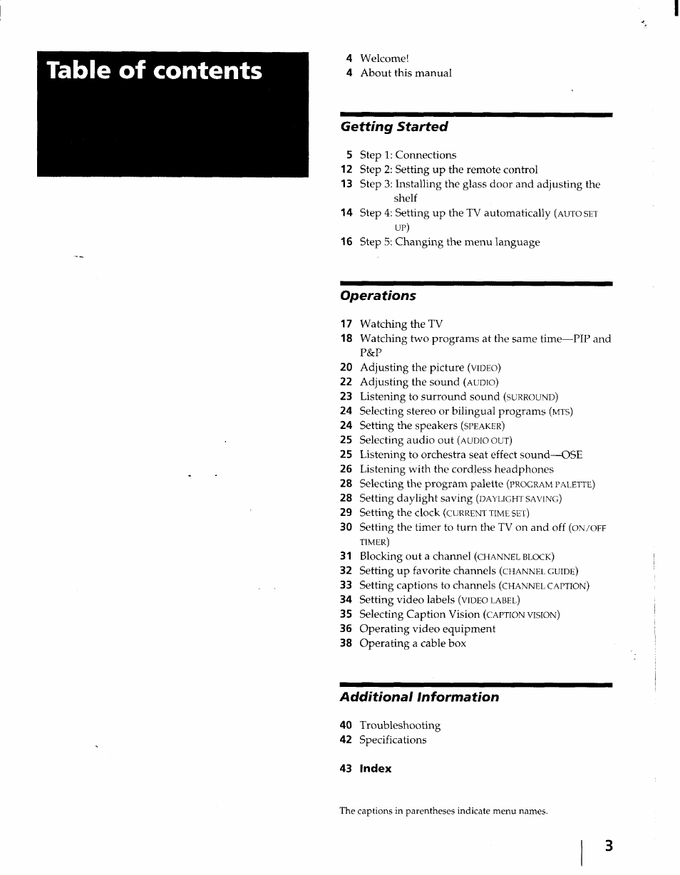 Sony KV-32XBR45 User Manual | Page 3 / 44