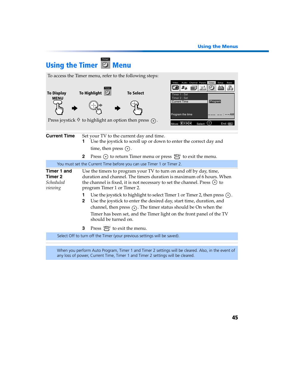 Using the timer menu | Sony KV-27FV300 User Manual | Page 52 / 66