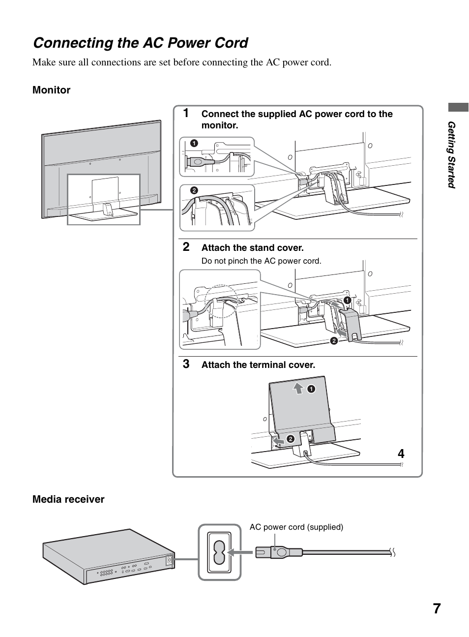 Connecting the ac power cord, 7connecting the ac power cord | Sony KDL-46XBR10 User Manual | Page 7 / 56