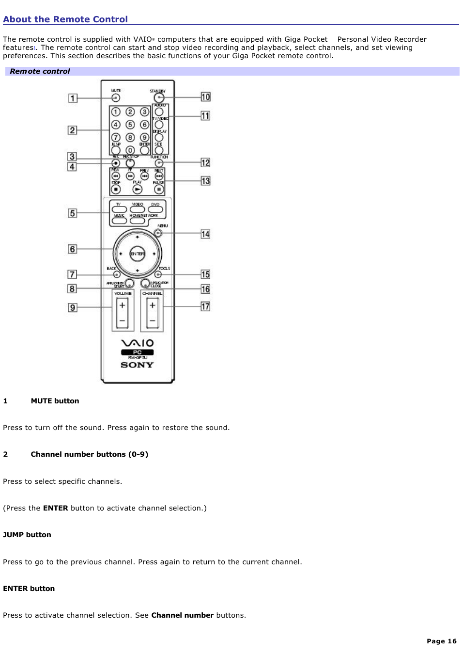 About the remote control | Sony PCV-V200G User Manual | Page 16 / 131