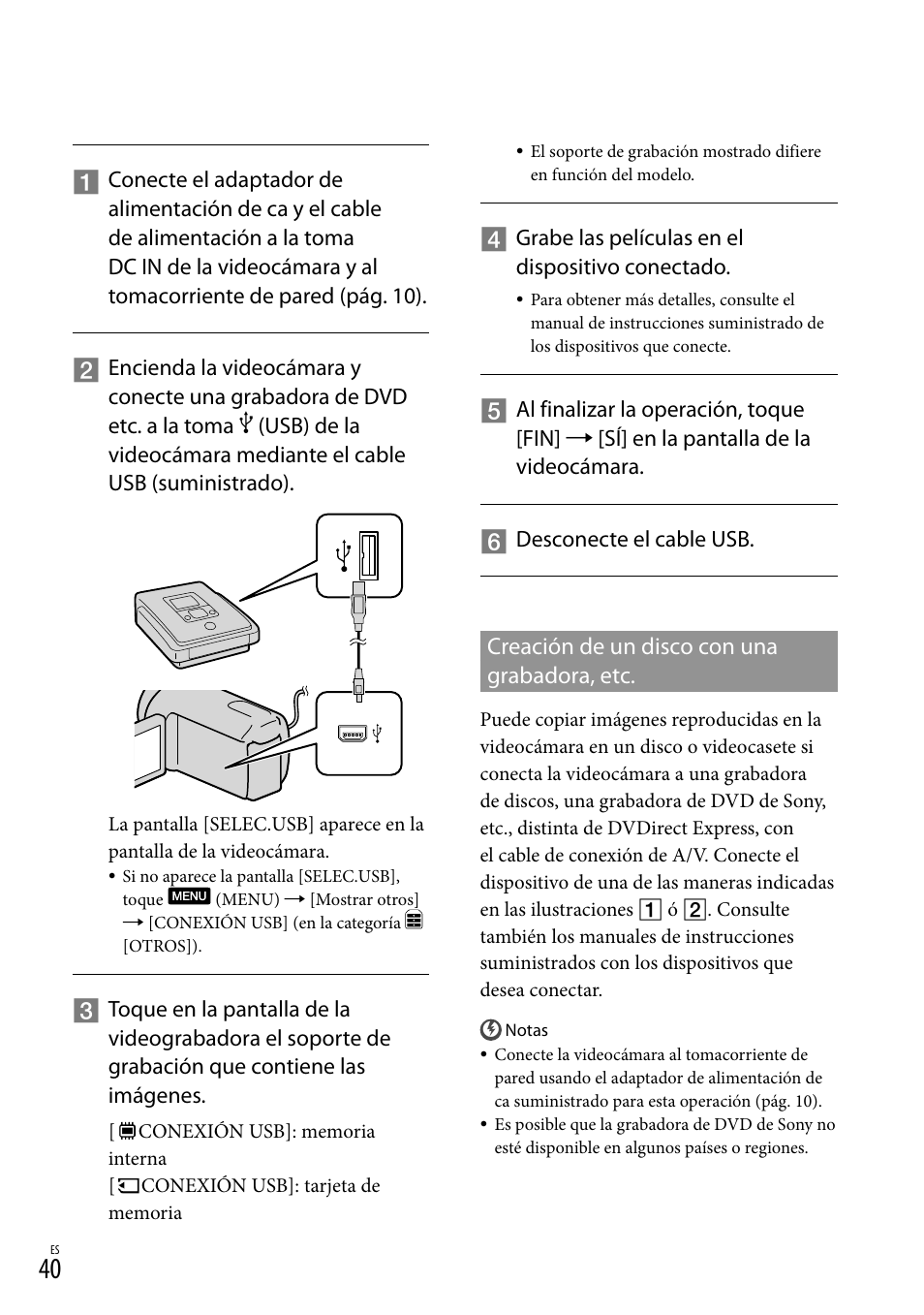 Creación de un disco con una grabadora, etc | Sony DCR-SX83 User Manual | Page 102 / 124