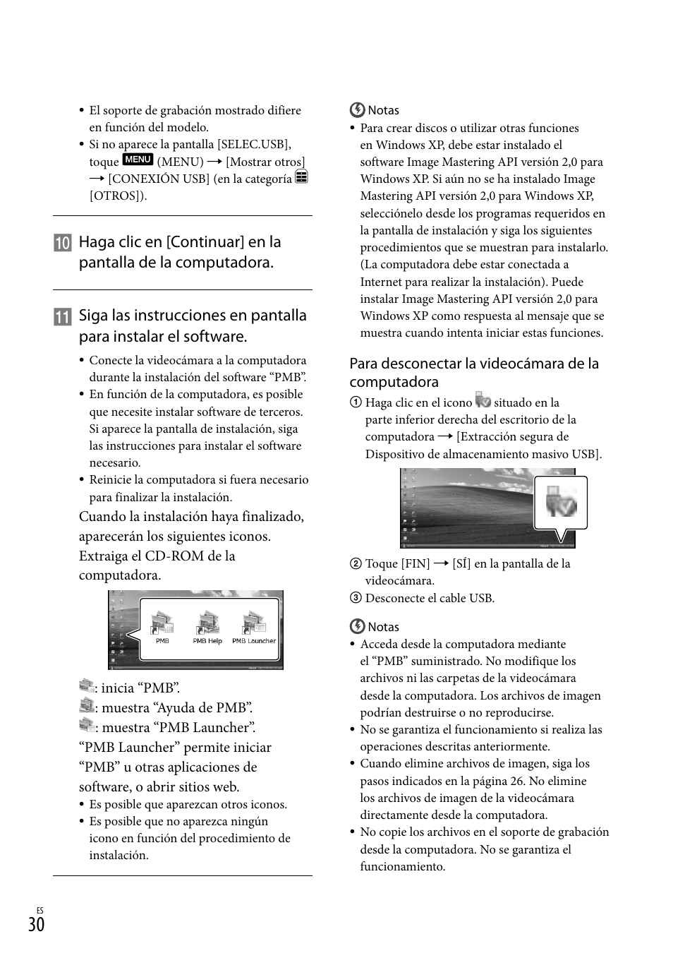 Para desconectar la videocámara de la computadora | Sony DCR-SX83 User Manual | Page 92 / 124