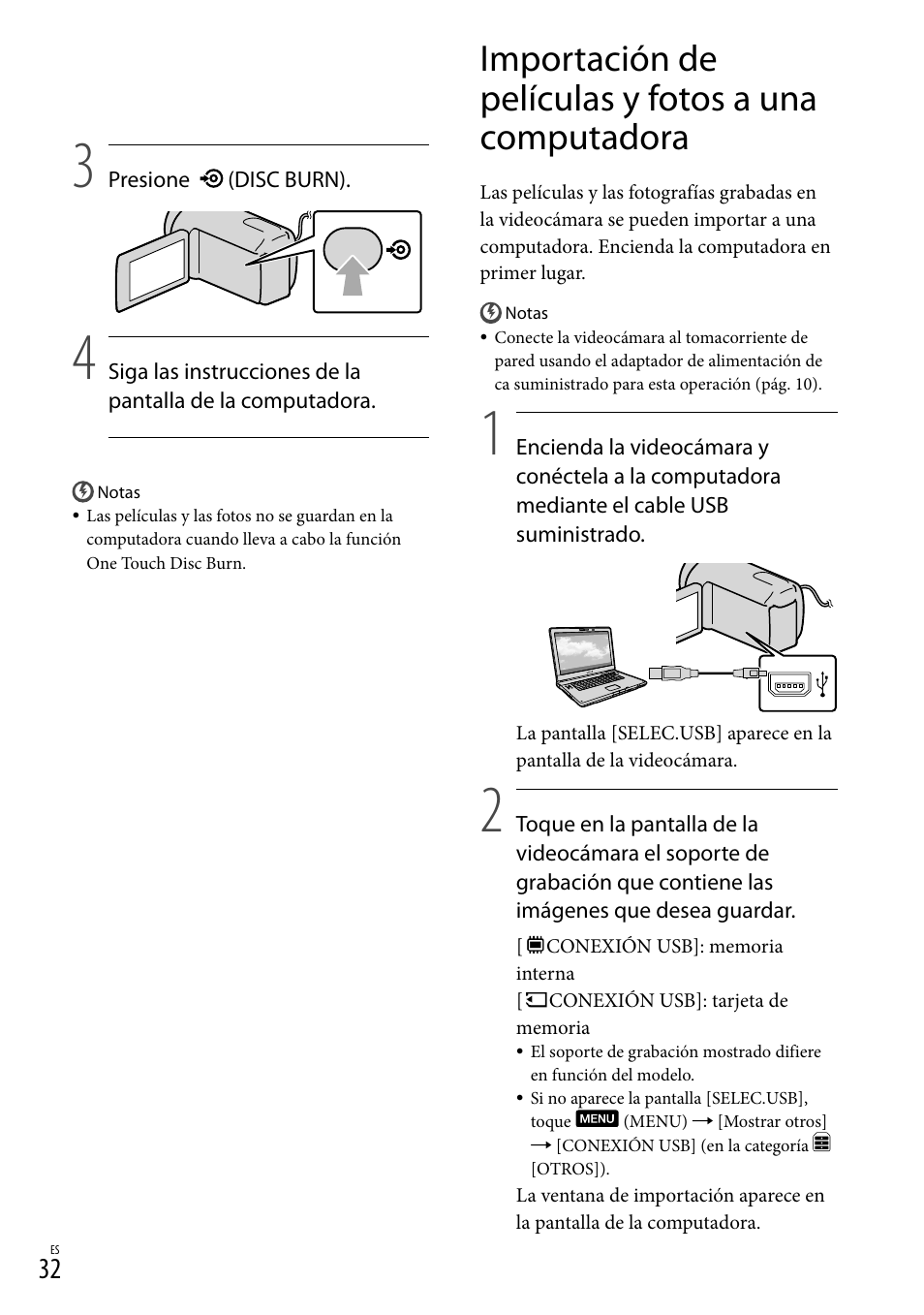Importación de películas y fotos a una computadora | Sony DCR-SX83 User Manual | Page 94 / 124