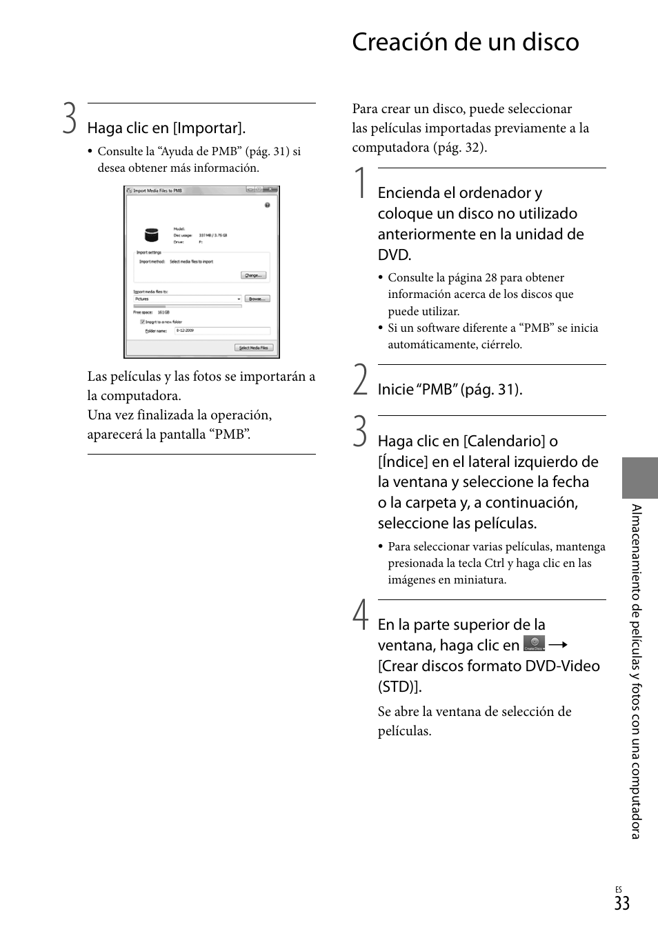 Creación de un disco | Sony DCR-SX83 User Manual | Page 95 / 124