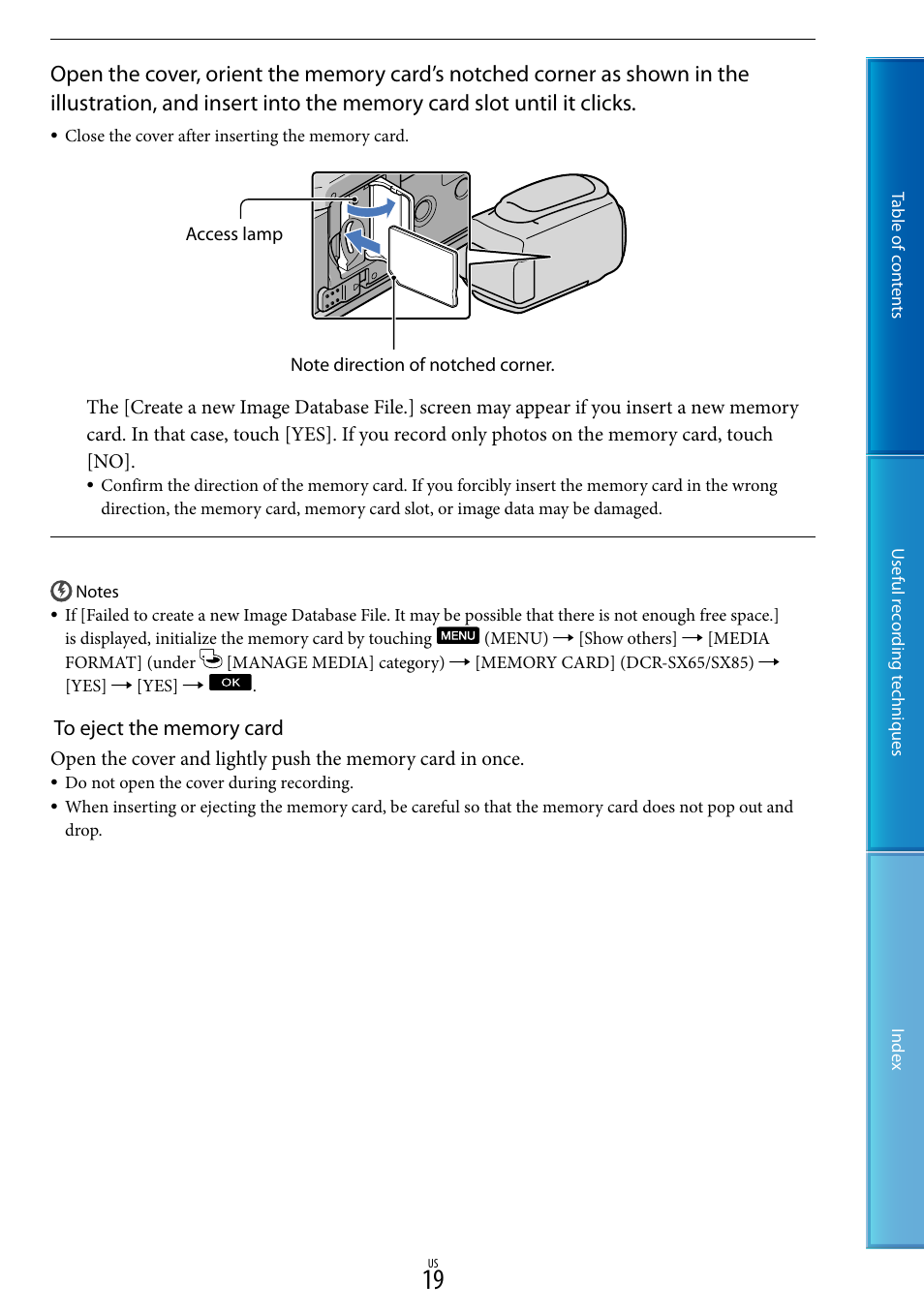 19) a | Sony DCR-SX85 User Manual | Page 19 / 98