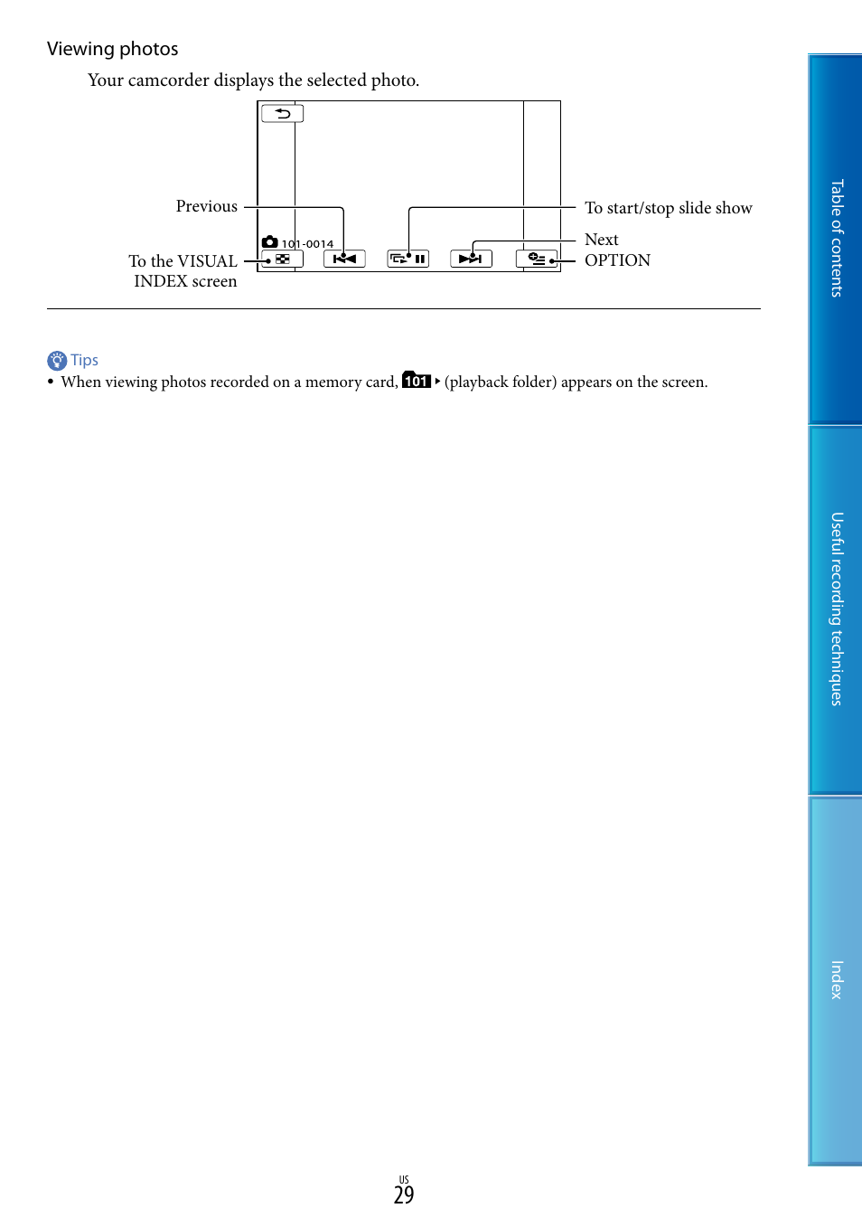Viewing photos | Sony DCR-SX85 User Manual | Page 29 / 98