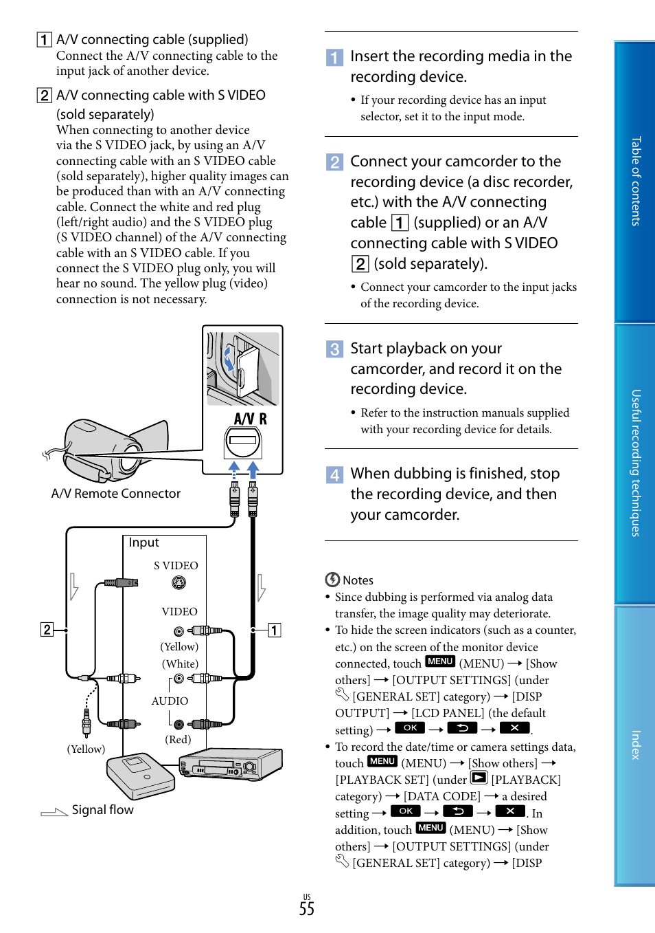 Insert the recording media in the recording device | Sony DCR-SX85 User Manual | Page 55 / 98