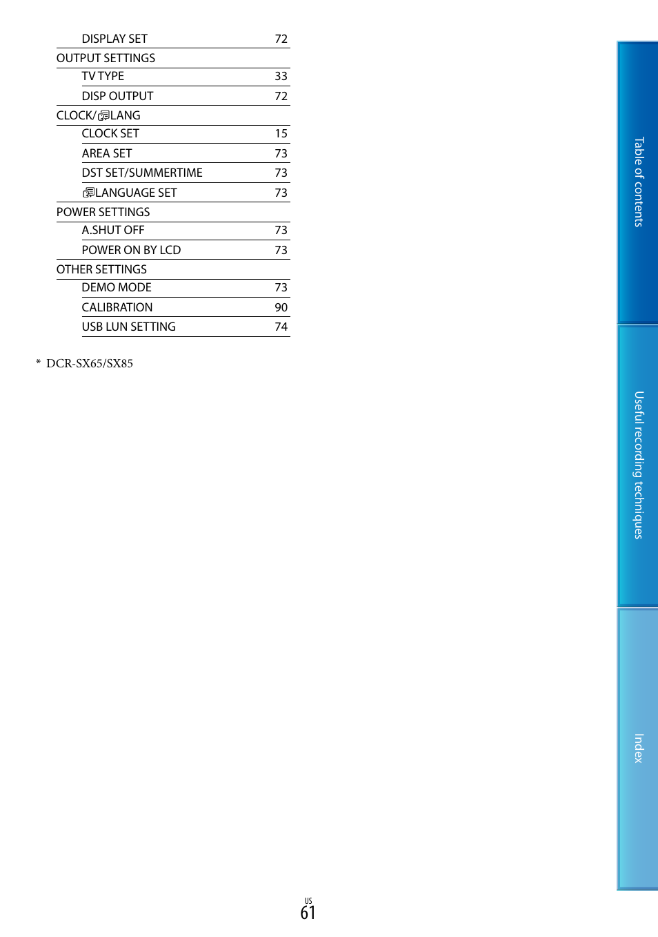Sony DCR-SX85 User Manual | Page 61 / 98