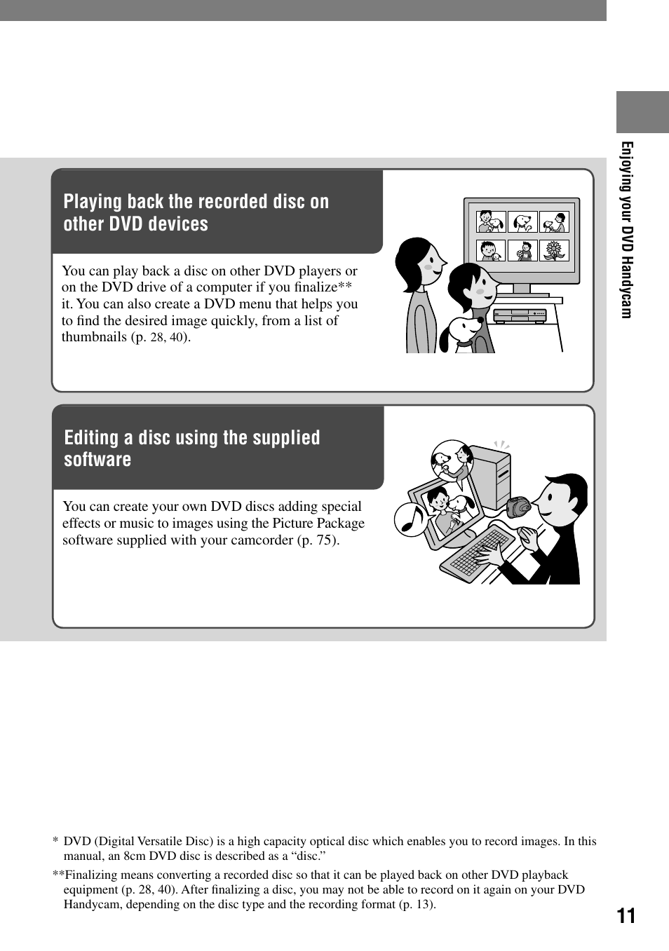 What you can do with your dvd handycam, Editing a disc using the supplied software | Sony DCR-DVD7 User Manual | Page 11 / 112