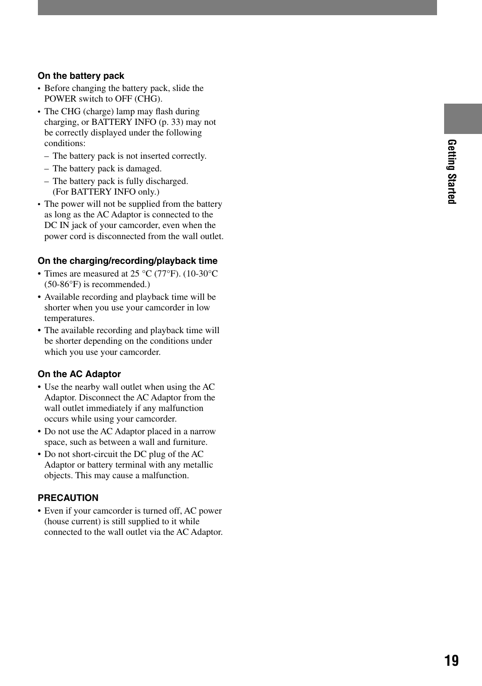 Sony DCR-DVD7 User Manual | Page 19 / 112