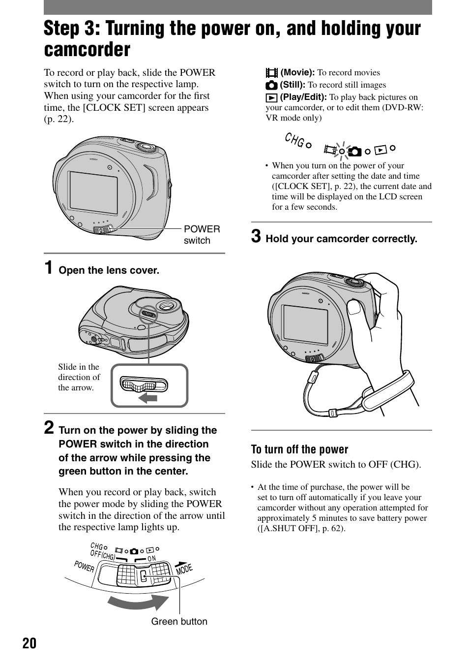 Sony DCR-DVD7 User Manual | Page 20 / 112