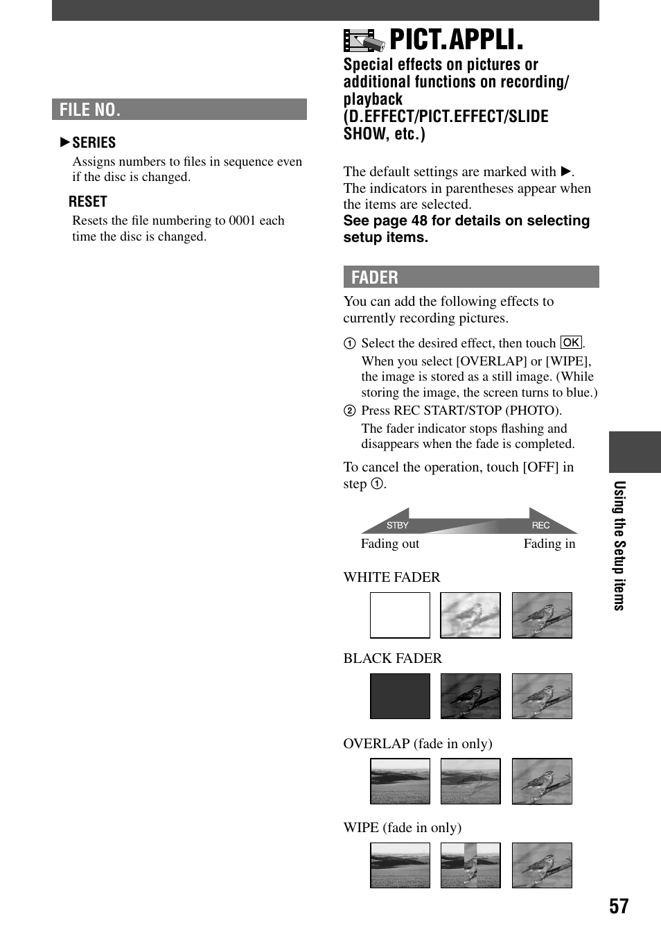 Pict.appli | Sony DCR-DVD7 User Manual | Page 57 / 112
