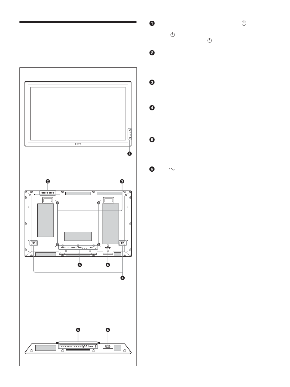 Emplacement et fonction des pièces et commandes, Avant / arrière / bas | Sony PFM-42X1S User Manual | Page 115 / 376