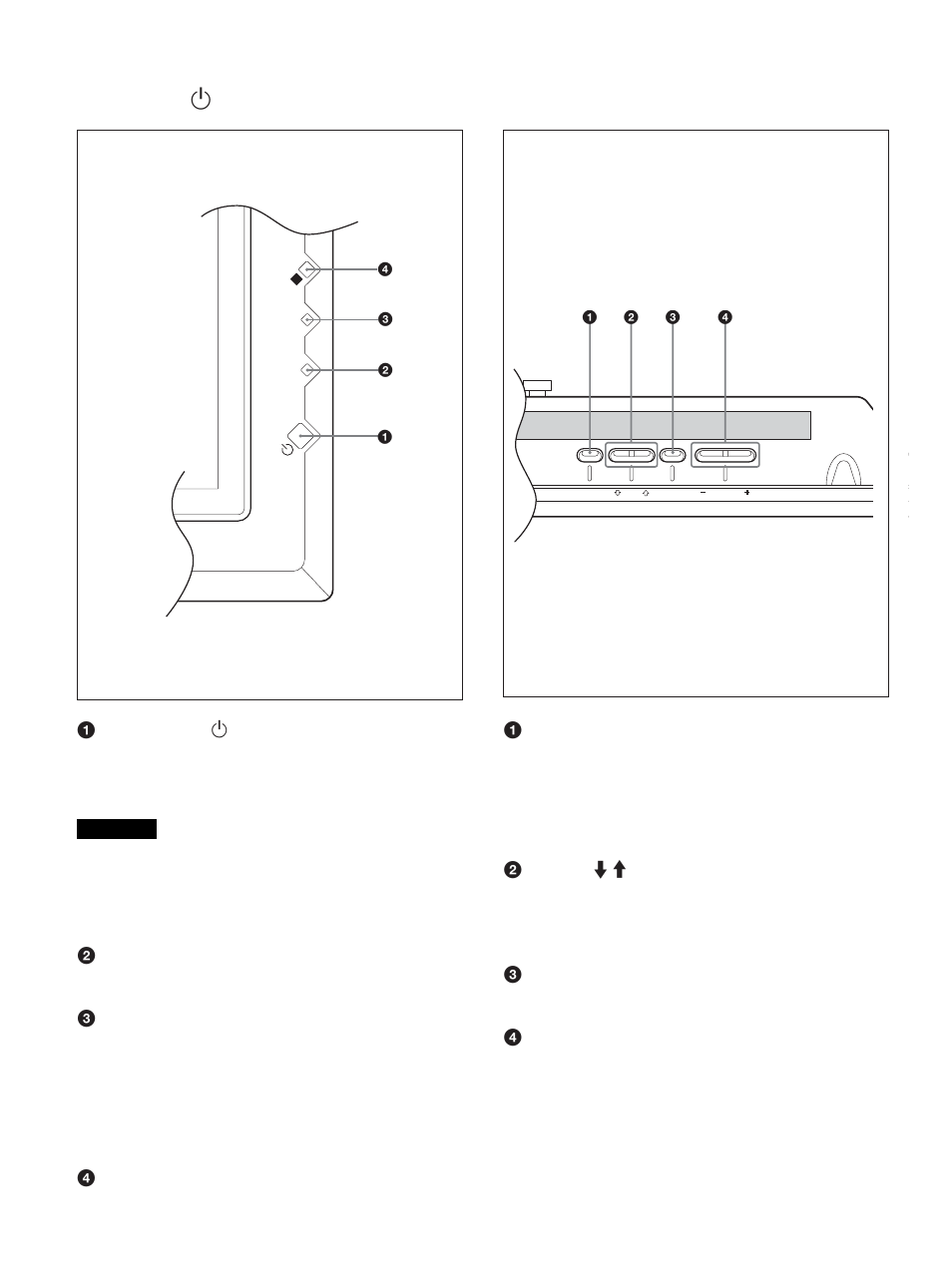 Section du commutateur / indicateur (veille), Section des touches de commande (haut) | Sony PFM-42X1S User Manual | Page 116 / 376